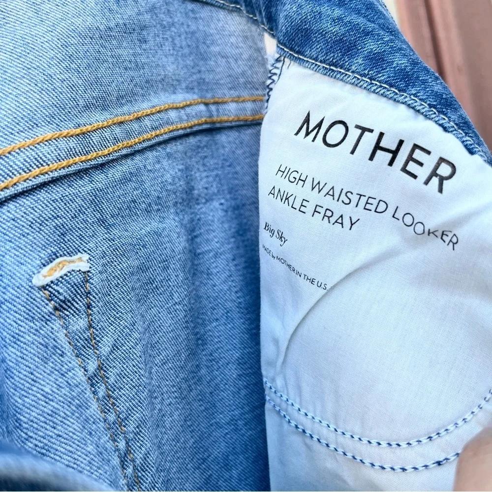 MOTHER | HIGH WAISTED LOOKER ANKLE FRAYED HEMLINE JEAN IN BIG SKY WASH SIZE 27 - Picture 7 of 9